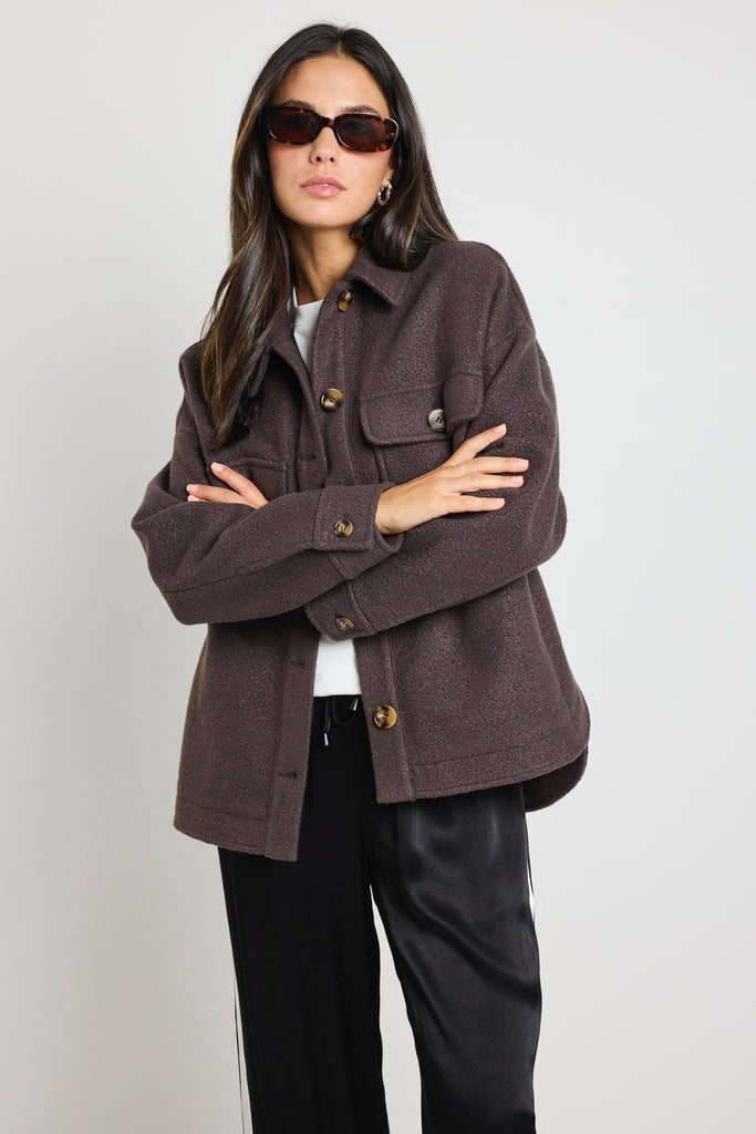 Shop Pinot Chocolate Oversized Shacket | Flo & Frankie