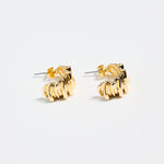 Pleated Wide Gold Huggie Earring