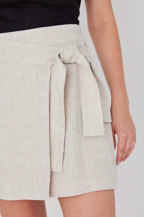 Soul Natural Linen Wrap Cargo Mini Skirt WW Skirt RE:Union   