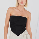 Pocket Black Linen Strapless Top WW Top RE:Union   