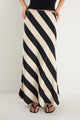 Fiery Black Sand Stripe Satin Bias Maxi Skirt