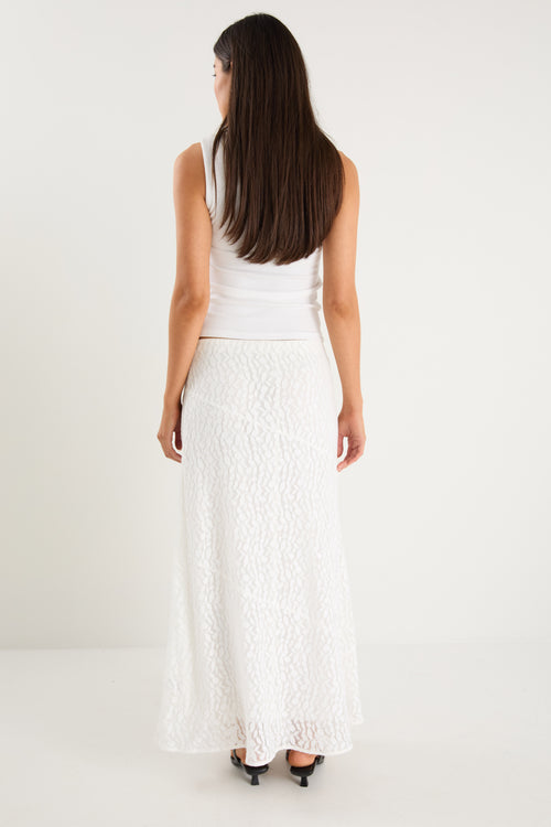Shop Zeus Ivory Lace Bias Maxi Skirt Flo Frankie