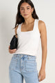 Positive Cream Rib Square Neck Tank