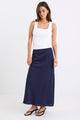 Bliss Navy Linen Bias Midi Skirt