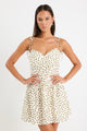 Prato Ivory Khaki Polka Dot Strappy Tiered Mini Dress