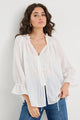 Prospect Ivory Stripe Tie Front Mid Sleeve Top
