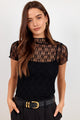Providing Black Lace Short Sleeve Top