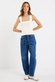 Campus Deep Blue Tie Waist Barrel Jeans