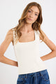 Purpose Ivory Square Neck Sleeveless Knit Top