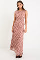 Quench Blush Check Mesh Panelled Maxi Skirt