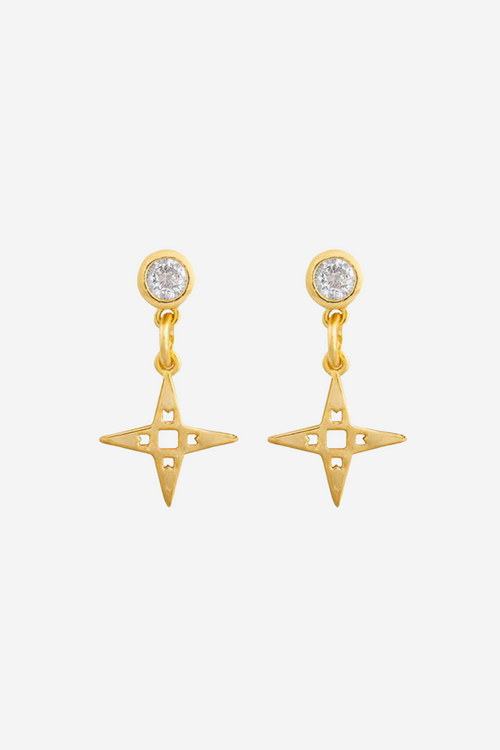 Star Stud Drop Earrings Gold EOL ACC Jewellery Lindi Kingi   