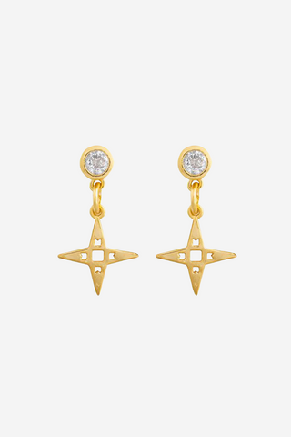 Star Stud Drop Earrings Gold