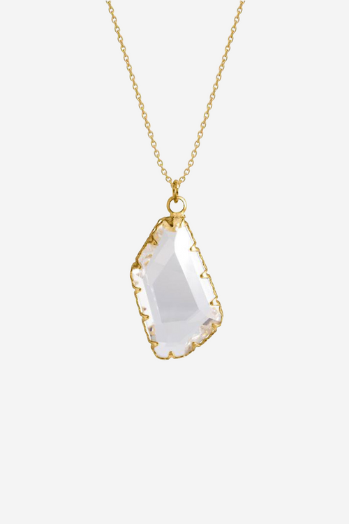 Large Crystal Necklace Gold ACC Jewellery Lindi Kingi   