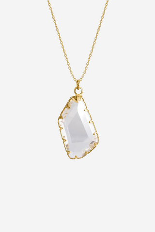 Large Crystal Necklace Gold