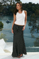 Rarity Black White Polka Dot Satin Tie Waist Bias Maxi Skirt