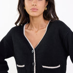Rapport Black V Neck Contrast Edge Cardigan