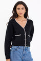 Rapport Black V Neck Contrast Edge Cardigan