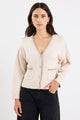 Rapport Ivory V Neck Contrast Edge Cardi
