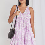 Ray Lilac Baroque Print Sleeveless V Neck Mini Dress WW Dress Ivy + Jack   