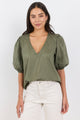 Recall Sage Pleat Short Sleeve Top