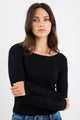 Reciprocal Black Boatneck LS Rib Top