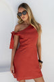 Reflect Cinnamon Linen One Shoulder Bow Mini Dress