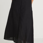 Mercy Black Linen Button Front Aline Skirt