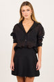 Deduction Black Linen Blend Flared Mini Skirt