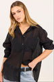 Reflex Black Semi Sheer Oversized Boyfriend Shirt