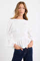 Required Ivory LS Shirred Bodice Top