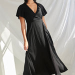 Resonance Black Ss Wrap Maxi Dress WW Dress Stories be Told   