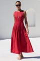 Results Red Linen Structured Sleeveless Maxi Dress