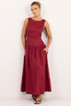 Results Wine Linen Structured Sleeveless Maxi Dress