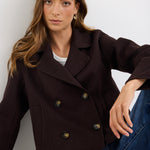 Reverie Chocolate Melton Double Breasted Peacoat