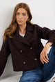Reverie Chocolate Melton Double Breasted Peacoat