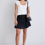 Revival Black Linen Tiered Mini Skirt