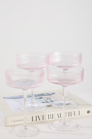 Ribbed Blush Cocktail Glass set4