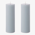 Ribbed Camellia Lotus Grey 15cm Set2 Pillar Candle