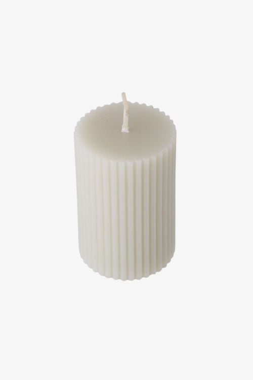 Ribbed Persimmon Antique White 8cm Pillar Candle