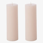 Ribbed Vanilla Buff 15cm Set2 Pillar Candle