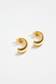 Ridged 14k Gold Plate Huggie Stud Earring