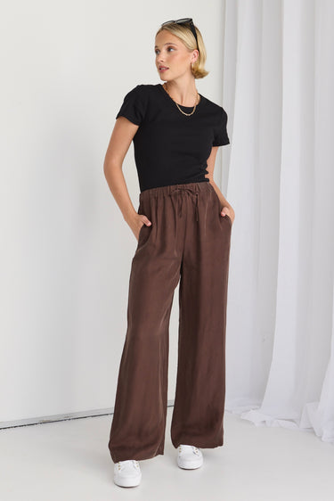 Riverside Cocoa Luxury Blend Pull On Wideleg Pants