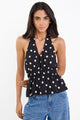 Rogue Black Polka Dot Tie Back Halter Top