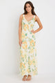 Romance Honey Floral Crinkle Fabric Strappy Floaty Maxi Dress