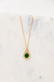 Round Green Stone Gold Pendant Necklace