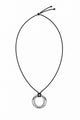 Round Silver Hoop On Cord Necklace