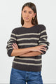 Routine Chocolate Champagne Stripe LS Striped Fluffy Knit Jumper