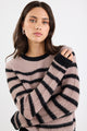 Routine Mushroom Stripe LS Striped Fluffy Knit Jumper