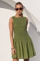 Rowan Olive Sleeveless Shirred Bodice Mini Dress