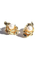 Ruched Gold Pearl Earrings